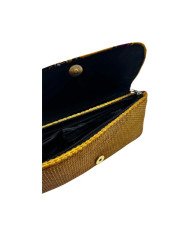 African Handmade Clutch Purse Yellow Open