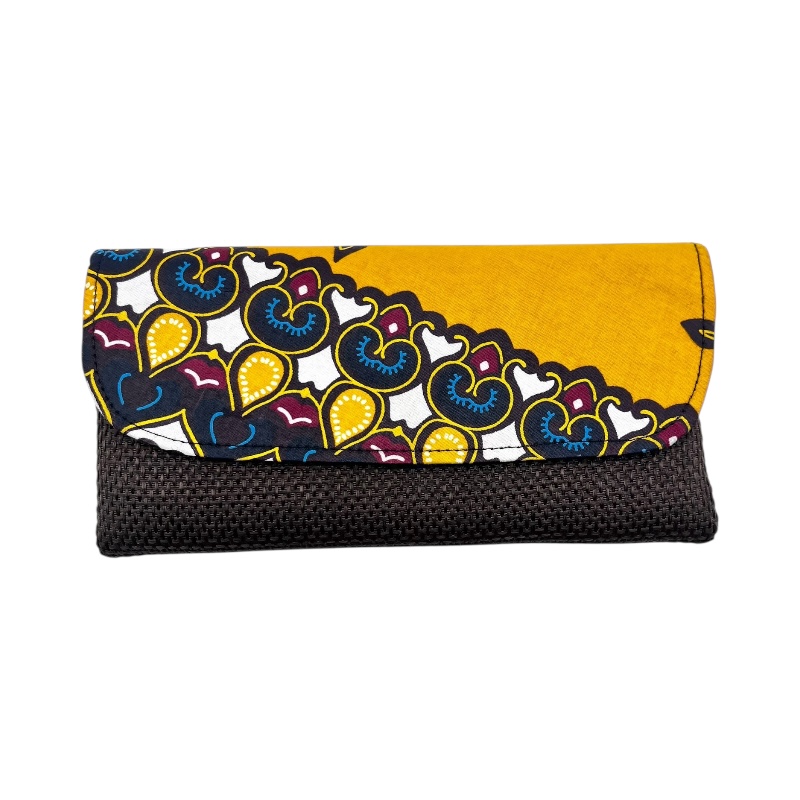 African Handmade Clutch Purse Brown Yellow
