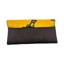 African Handmade Clutch Purse Brown Yellow Back