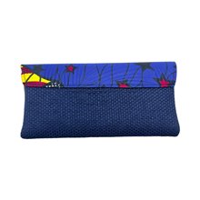 African Handmade Clutch Purse Blue Stars Back