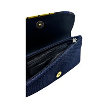 African Handmade Clutch Purse Blue Stars Open
