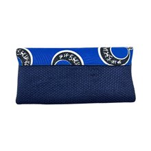 African Handmade Clutch Purse Dark Blue Earrings Back