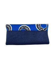 African Handmade Clutch Purse Dark Blue Earrings Back