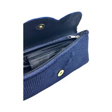 African Handmade Clutch Purse Dark Blue Earrings Open