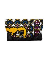 African Handmade Kitenge Jute Clutch Purse Small Brown