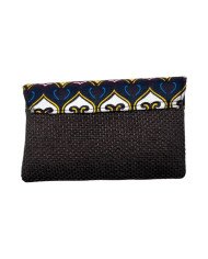 African Handmade Kitenge Jute Clutch Purse Small Brown Back