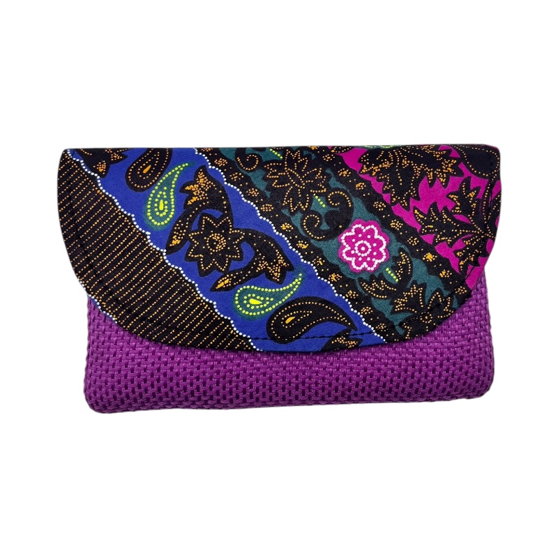 African Handmade Kitenge Jute Clutch Purse Small Fuschia