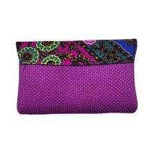 African Handmade Kitenge Jute Clutch Purse Small Fuschia Back