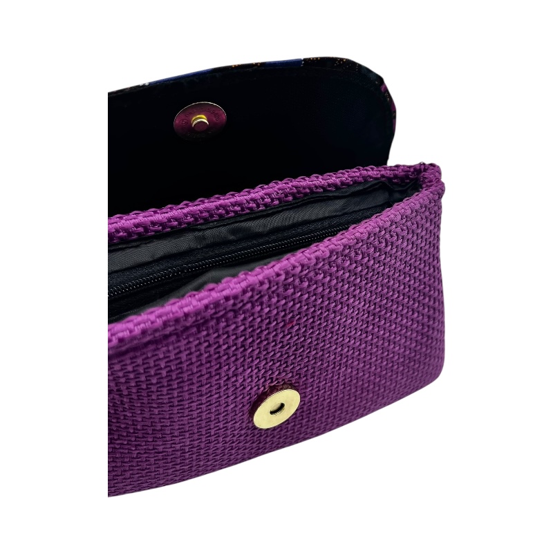 African Handmade Kitenge Jute Clutch Purse Small Fuschia