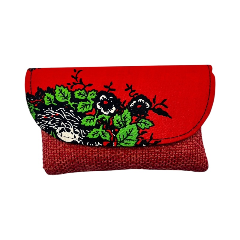 African Handmade Jute Kitenge Clutch Purse Small Orange