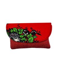 African Handmade Jute Kitenge Clutch Purse Small Orange