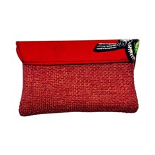 African Handmade Jute Kitenge Clutch Purse Small Orange Back