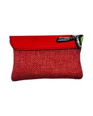 African Handmade Jute Kitenge Clutch Purse Small Orange Back