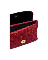 African Handmade Jute Kitenge Clutch Purse Small Orange Open