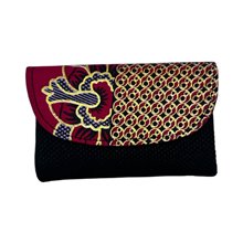 Handmade African Kitenge Jute Clutch Purse Small Black