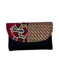 Handmade African Kitenge Jute Clutch Purse Small Black