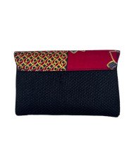 Handmade African Kitenge Jute Clutch Purse Small Black Back