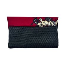 Handmade African Kitenge Jute Clutch Purse Small Black Hearts Back