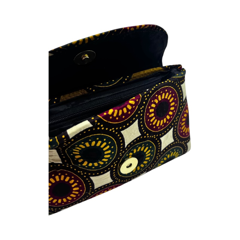 Small African Handmade Kitenge Clutch Purse Houndstooth