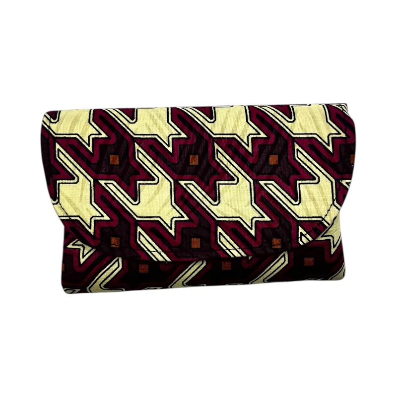 Small African Handmade Kitenge Clutch Purse Houndstooth