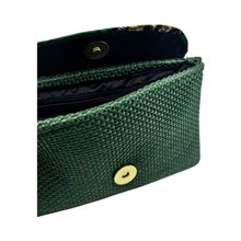 Small Handmade African Kitenge Jute Clutch Purse Green