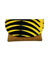 Handmade African Kitenge Jute Clutch Purse Yellow