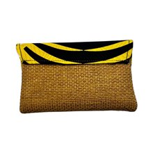Handmade African Kitenge Jute Clutch Purse Yellow Back