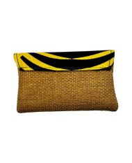 Handmade African Kitenge Jute Clutch Purse Yellow Back