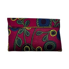 Handmade African Kitenge Clutch Purse Red Flowers Back