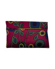 Handmade African Kitenge Clutch Purse Red Flowers Back
