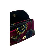Handmade African Kitenge Clutch Purse Red Flowers Open