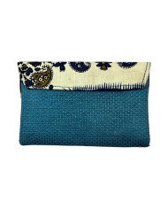 Handmade African Kitenge Jute Clutch Purse Turqouise Paisley Back