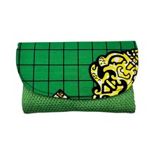 Handmade African Kitenge Jute Clutch Purse Light Green
