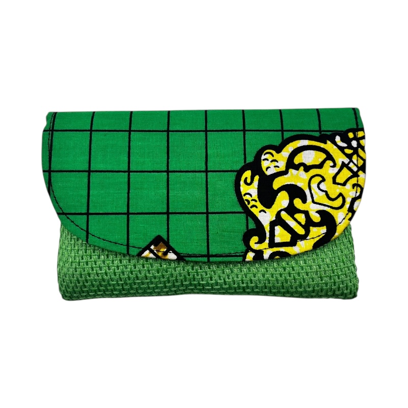 Handmade African Kitenge Jute Clutch Purse Light Green