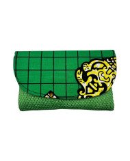 Handmade African Kitenge Jute Clutch Purse Light Green