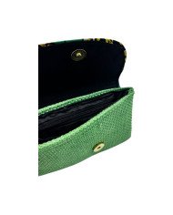 Handmade African Kitenge Jute Clutch Purse Light Green Open