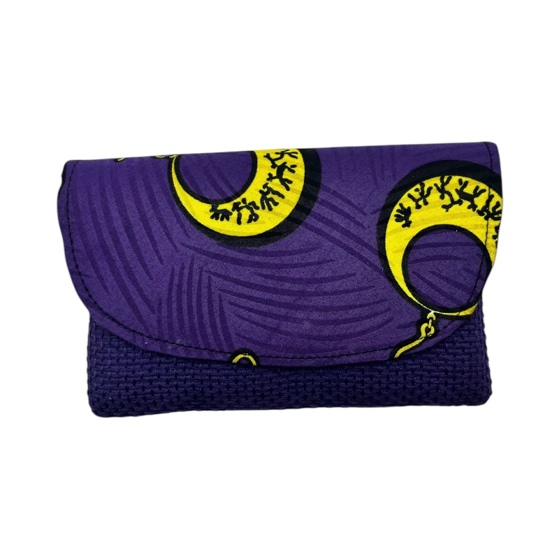 Small Handmade African Kitenge Clutch Purse Purple