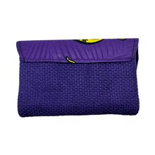 Small Handmade African Kitenge Clutch Purse Purple Back