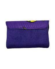 Small Handmade African Kitenge Clutch Purse Purple Back