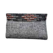 Handmade African Kitenge Jute Clutch Purse Gray Back
