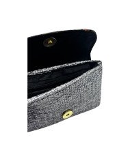 Handmade African Kitenge Jute Clutch Purse Gray Open