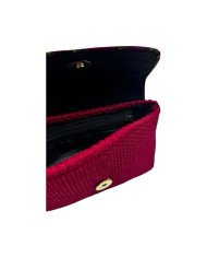 Small African Handmade Kitenge Jute Clutch Red Branches Open