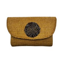 Small African Handmade Maasai Bead Jute Purse Yellow
