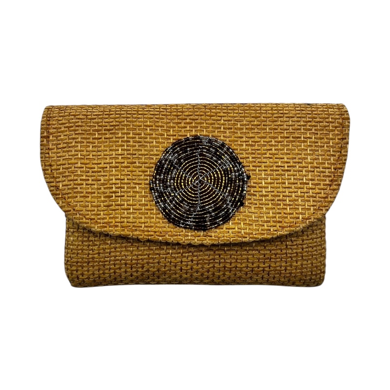 Small African Handmade Maasai Bead Jute Purse Yellow
