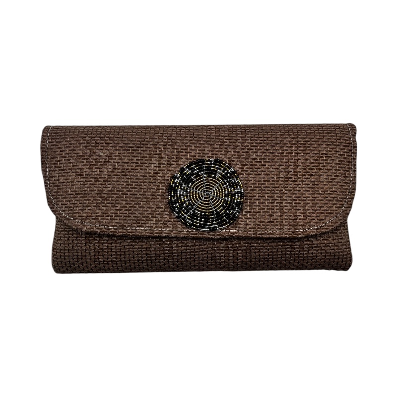 African Handmade Maasai Bead Jute Purse Light Brown