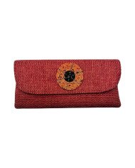 African Handmade Maasai Bead Jute Purse Orange