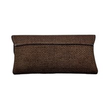 African Handmade Maasai Bead Jute Purse Brown Scallop Back