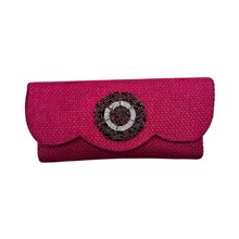 African Handmade Maasai Bead Jute Purse Pink Scallop