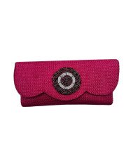 African Handmade Maasai Bead Jute Purse Pink Scallop