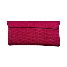 African Handmade Maasai Bead Jute Purse Pink Scallop Back